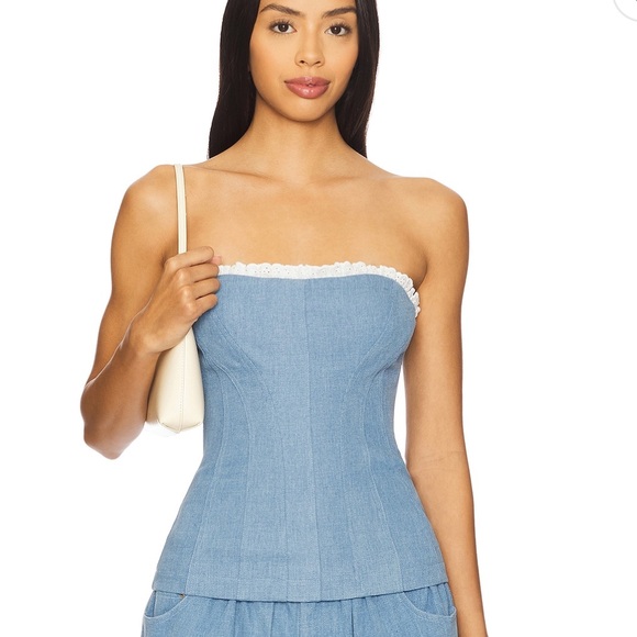 Lovers + Friends Tops - Lovers and Friends Charlette Top in Light Indigo